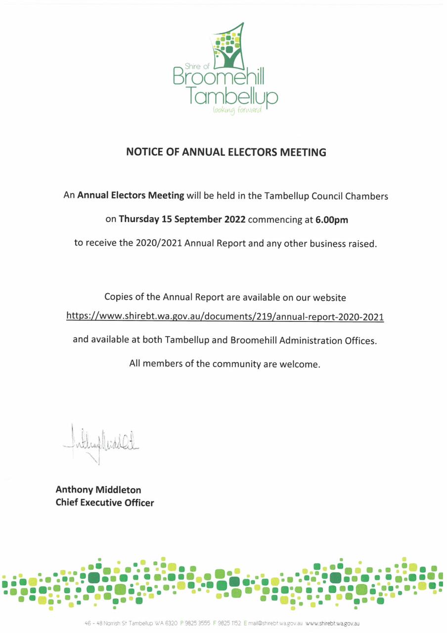 Notice of Electors Meeting