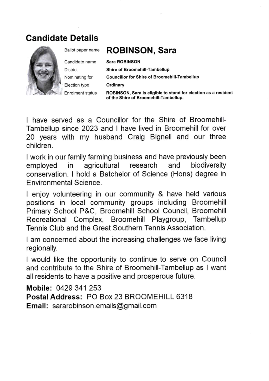 Candidate Profile - Sara Robinson