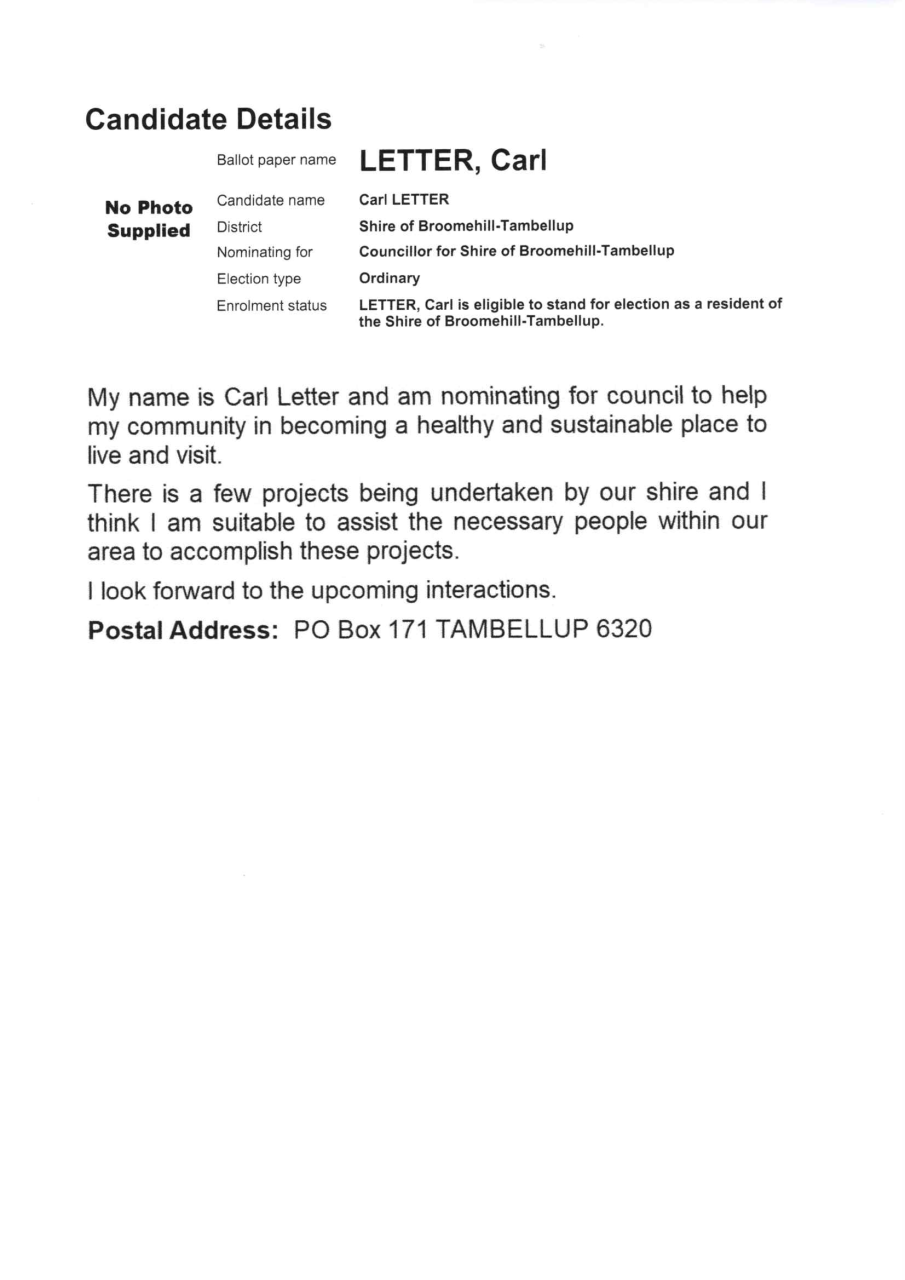Candidate Profile - Carl Letter