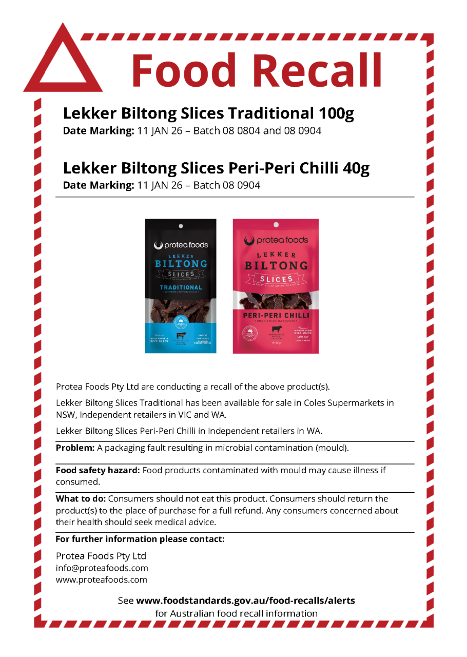 Food recall notice - Protea Foods PL