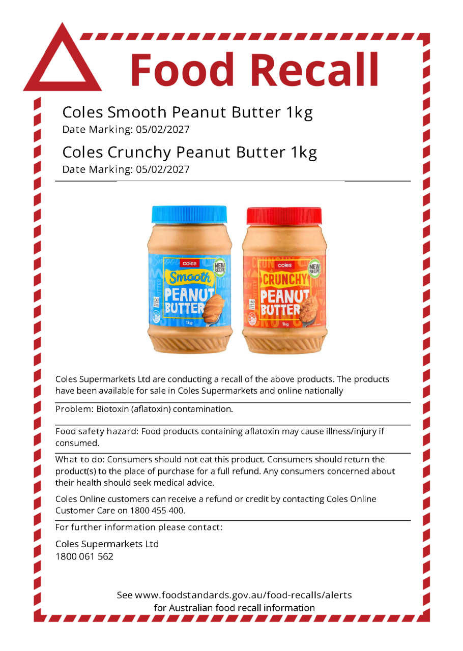 Food recall notice - Coles Supermarkets