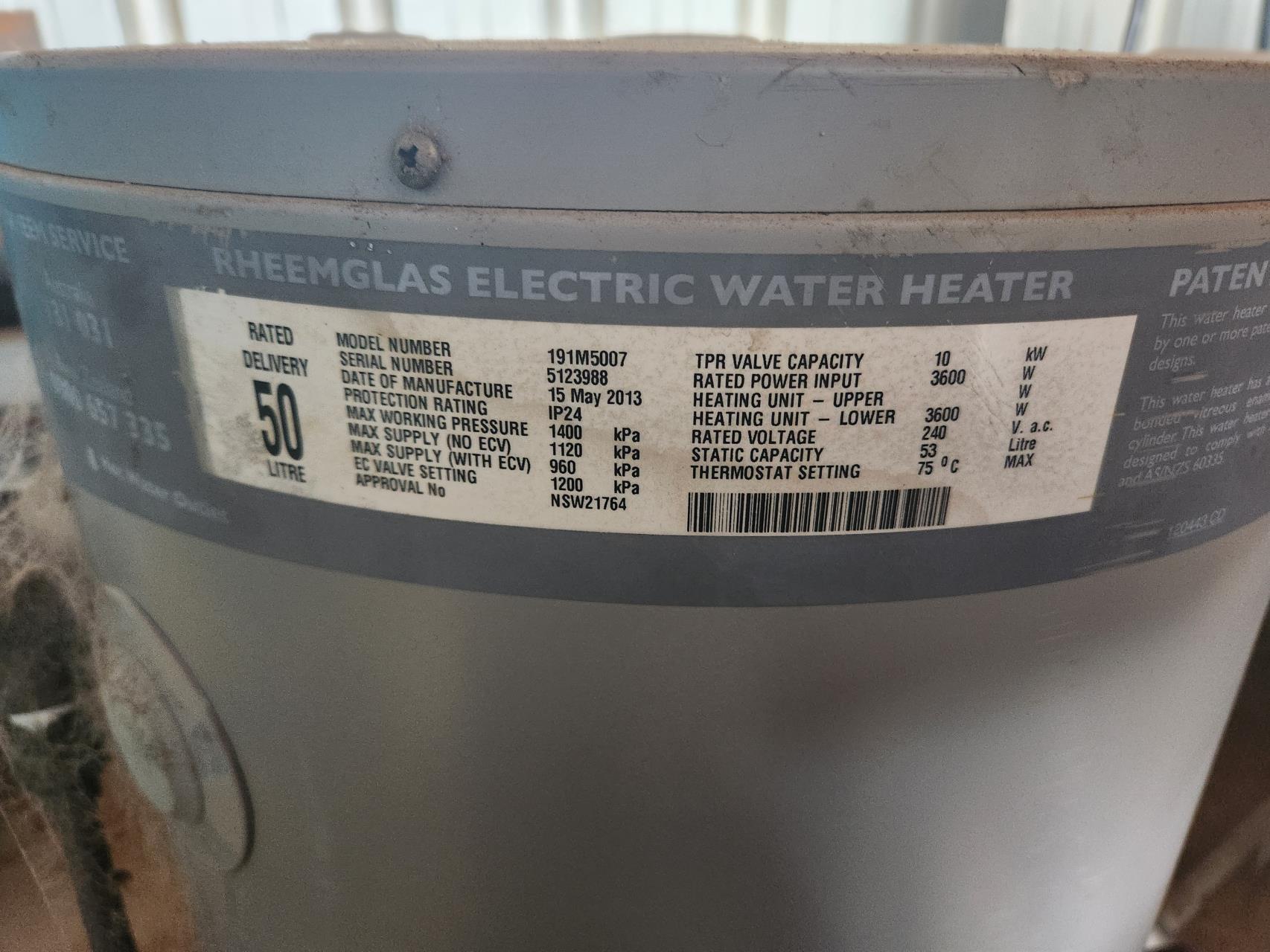 Hot Water System specs