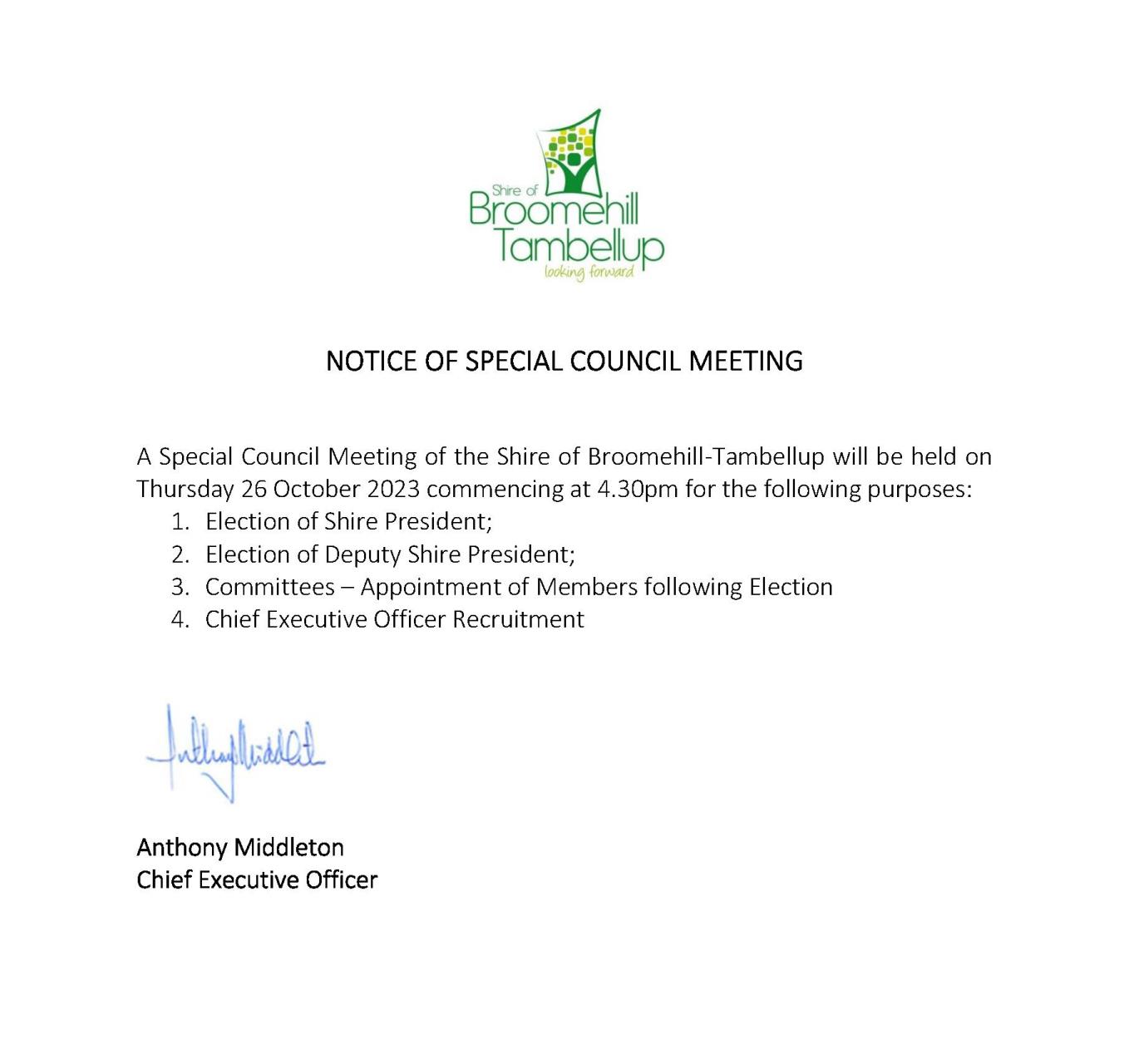 public notice of special council meeting 