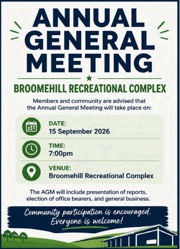 Annual General Meeting for the Broomehill Recreational Complex