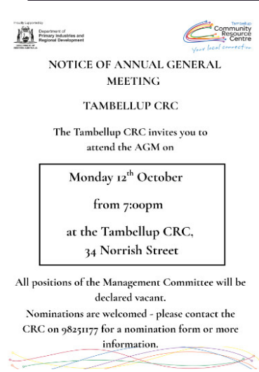 Tambellup CRC AGM