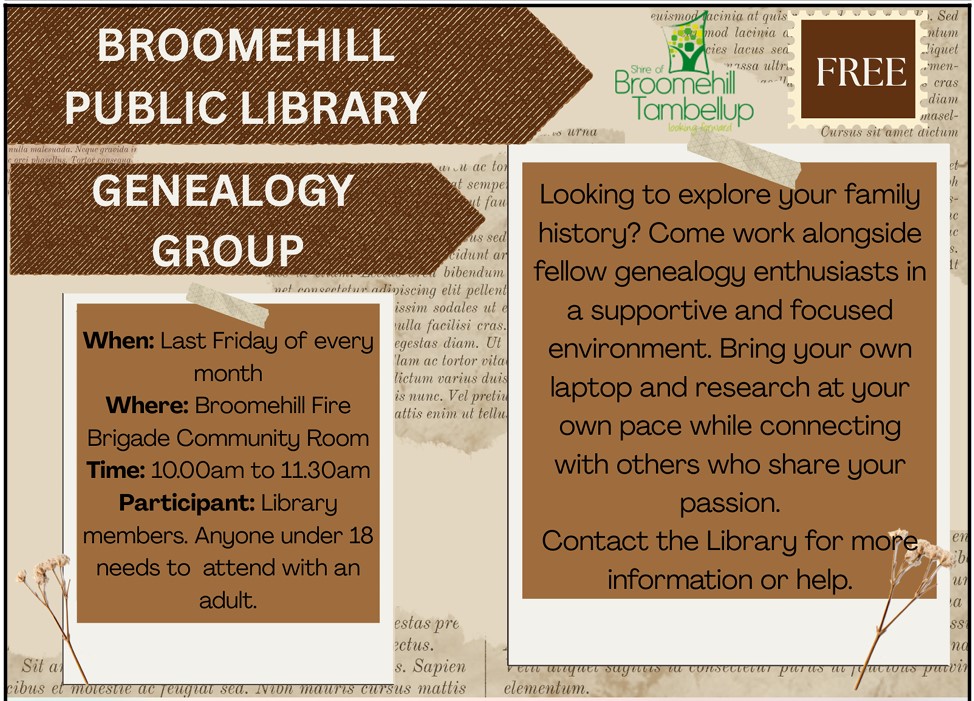 Broomehill Public Library Genealogy Group