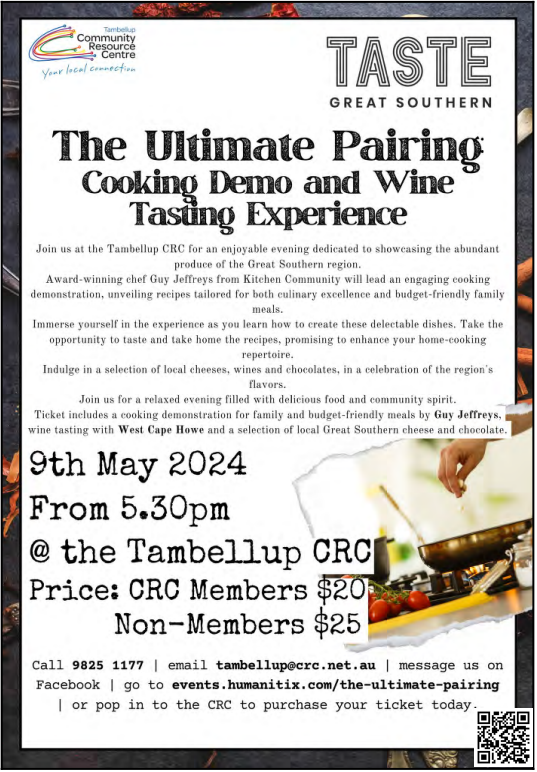 Taste Great Southern The Ultimate Pairing Cooking Demo and Wine Tasting